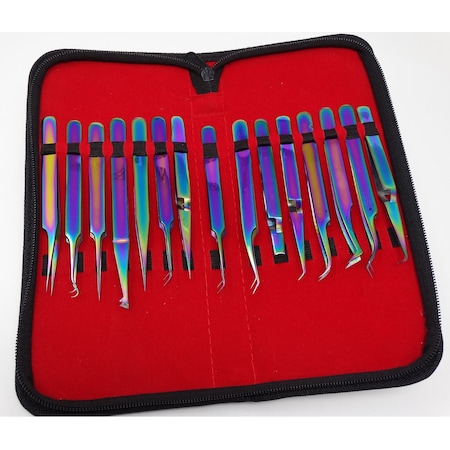 A2Z Scilab Multi Color Volume Eyelash Lash Fine Point Tweezers, PK15 A2Z-ZR326